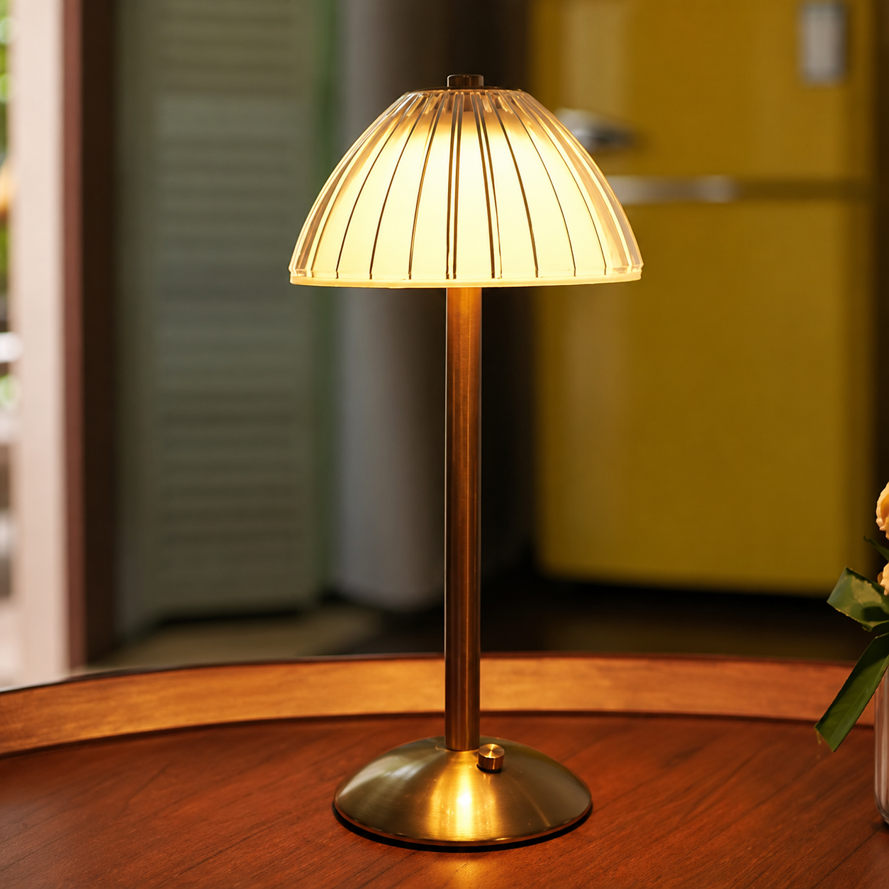 Brass Pleated Dome Cordless Lamp - TP